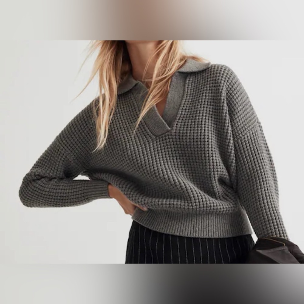 Madewell Waffle-Knit Henley Sweater